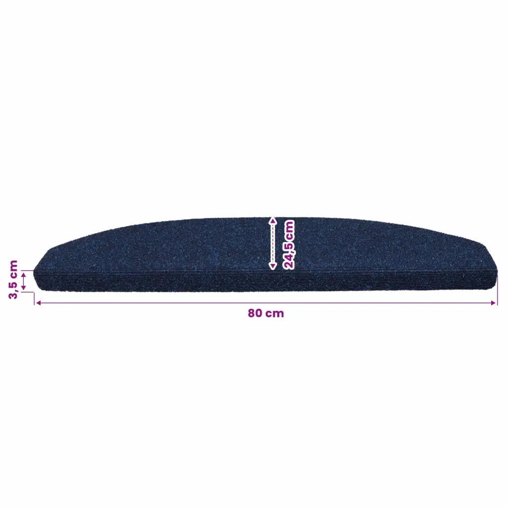 Tappetini per scale autoadesivi 15 pcs Navy 80 x 24,5 x 3,5 cm 42038674