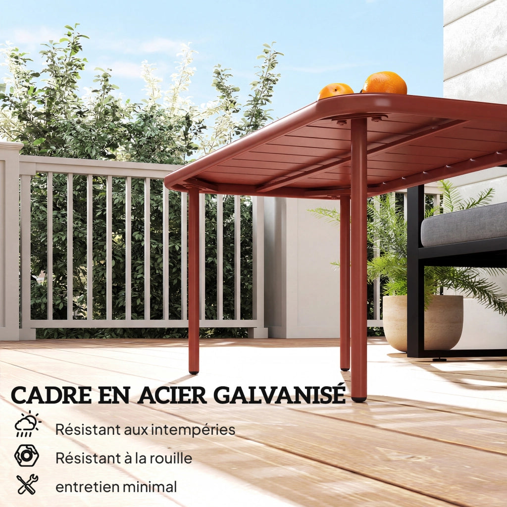 Tavolo da giardino ¨C zephmum ¨C rosso, acciaio galvanizzato, 90x50x43 cm