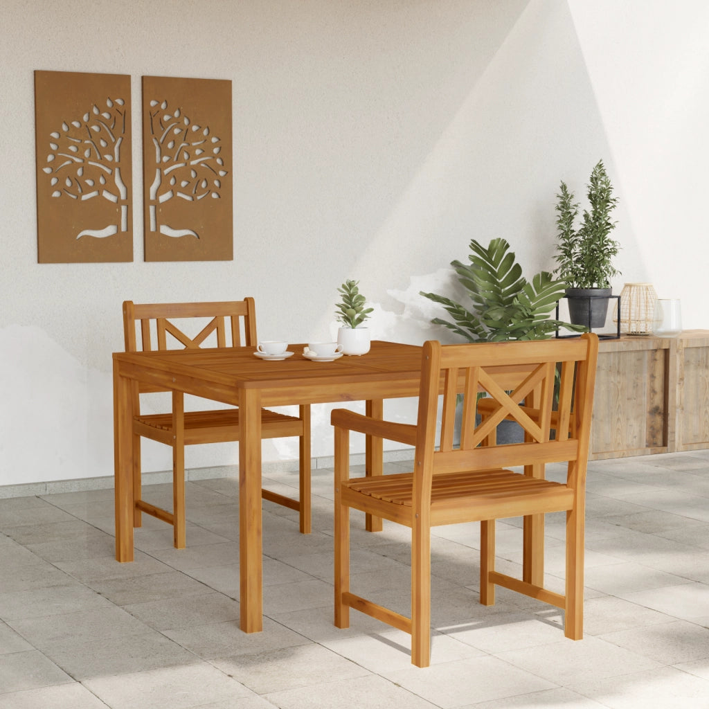 Set da pranzo da giardino  3 pezzi in legno massello di acacia