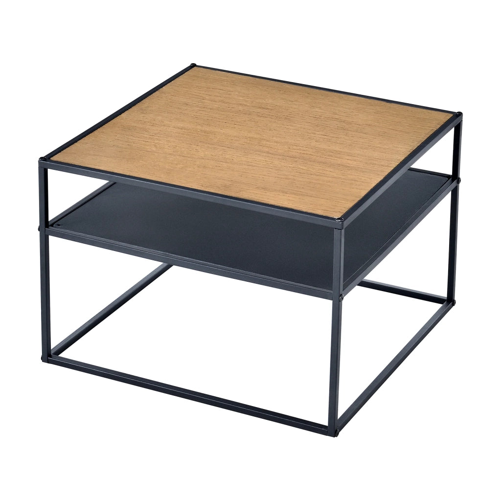 Tavolino quadrato 40 x 55 x 55 cm con vano contenitore effetto legno nero 03_0008431