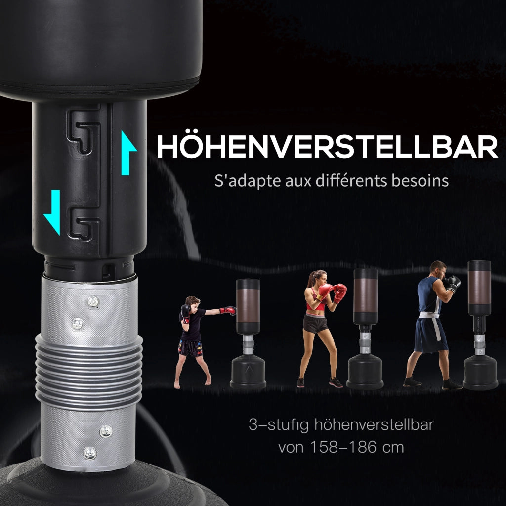 Sacco da boxe regolabile in altezza ¨C zephmum ¨C nero e marrone 158-186 cm