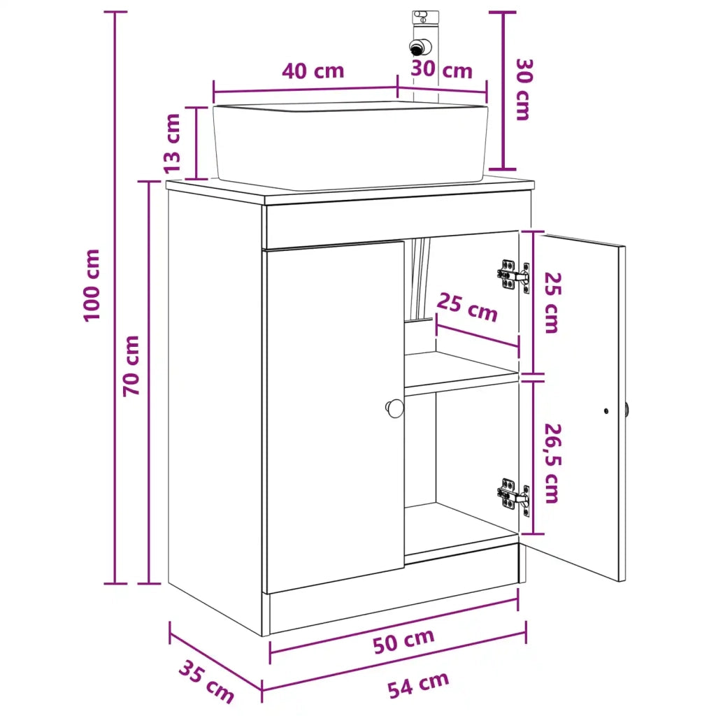 Mobile da bagno con lavabo Nero 54 x 35 x 83 cm 890131