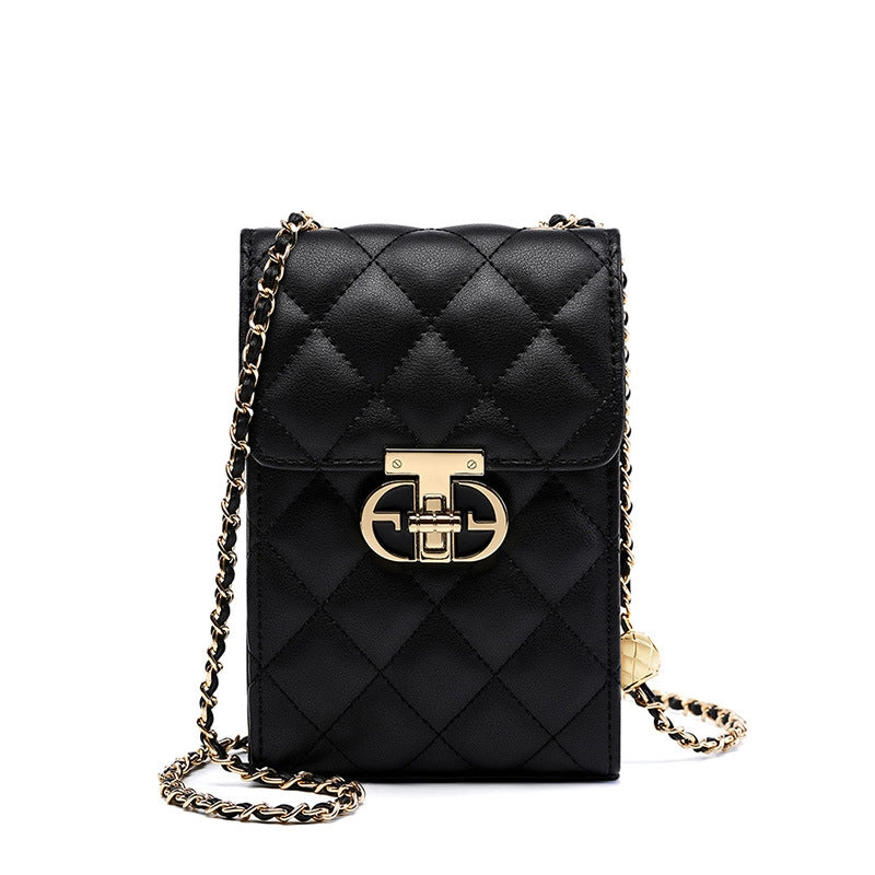 Borsa da donna in vera pelle, mini borsa per cellulare, borsa a tracolla estiva da donna, nera