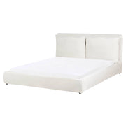Letto matrimoniale velluto bianco sporco 160 x 200 cm testata imbottita