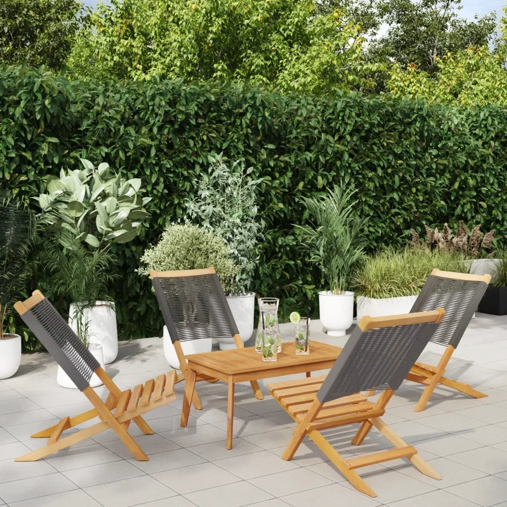 vidaXL Sedie da Giardino Pieghevoli 4pz Grigie Legno Massello Acacia