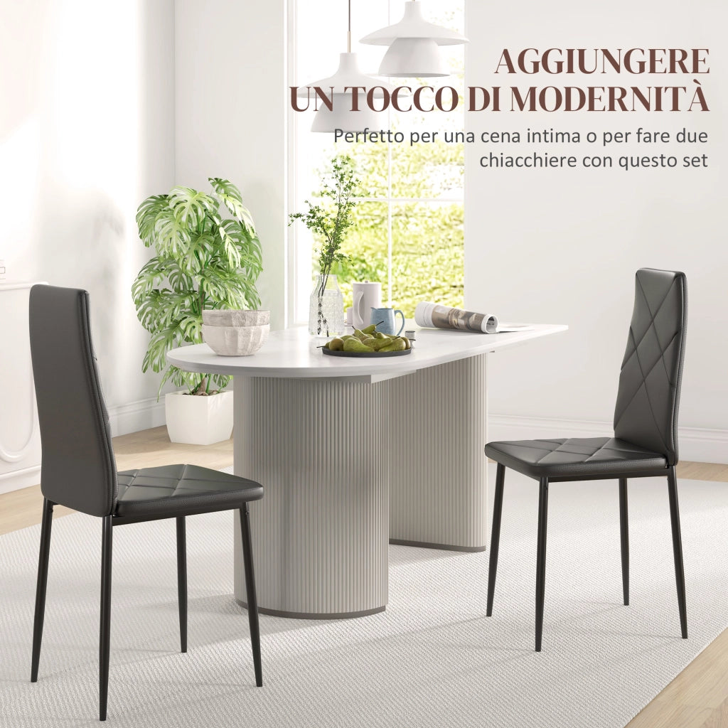 Set 2 Sedie da Pranzo ¨C Xylo ¨C Schienale Alto Similpelle Nero Struttura Acciaio 41x50x97cm