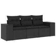 Set Divani da Giardino 3 pz | Set Salotto da Giardino con Cuscini in Polyrattan Nero