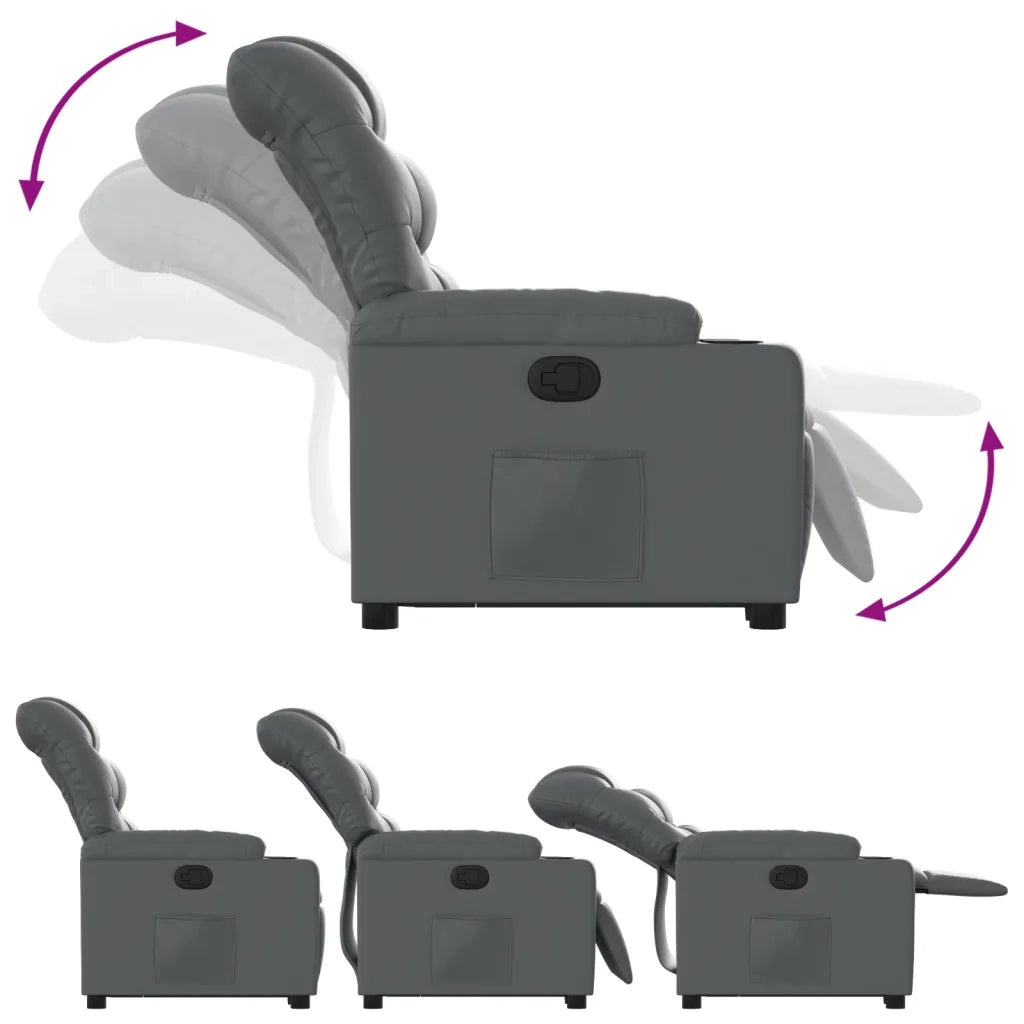 Poltrona | Sedia Relax Alzapersona Reclinabile Grigio in Similpelle