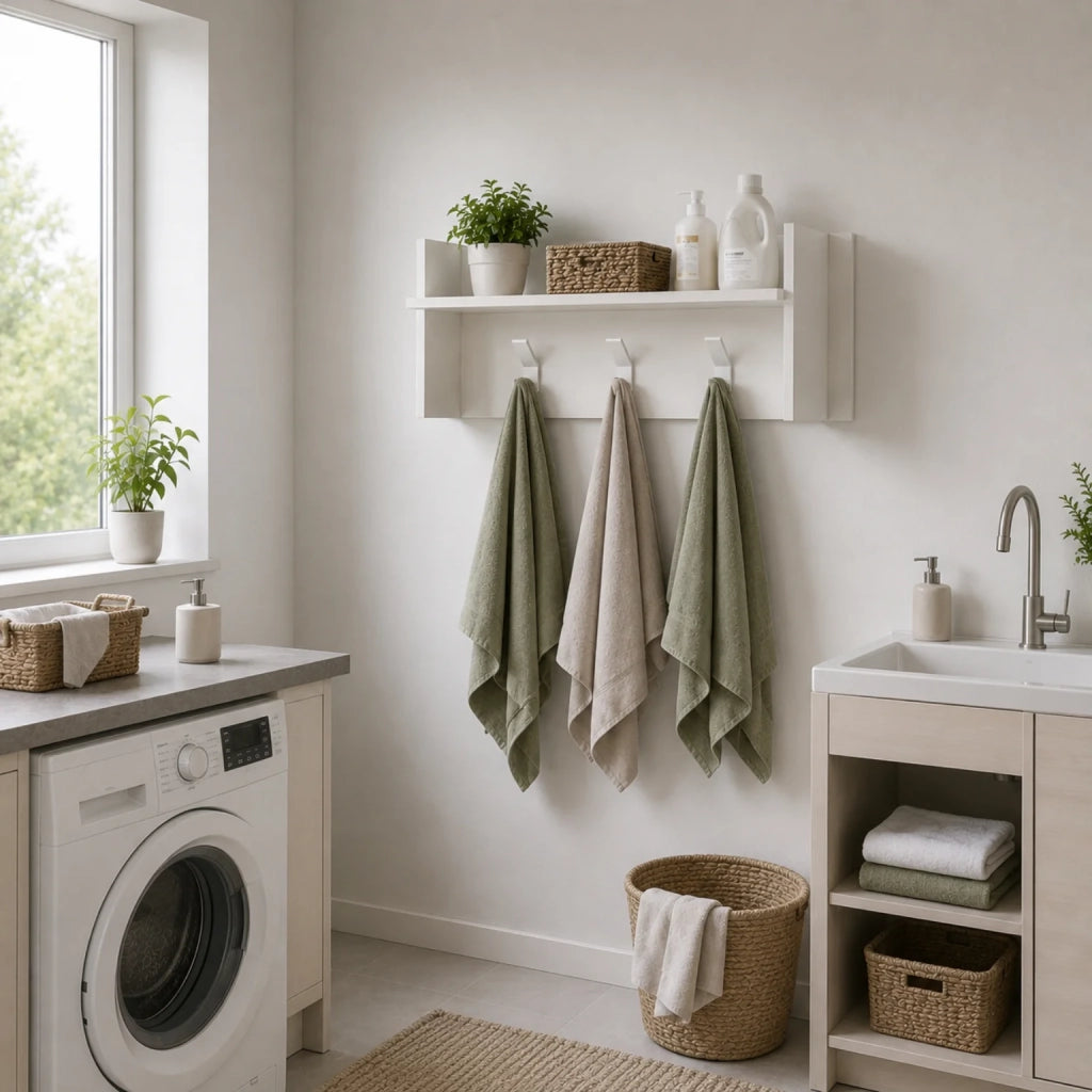 Appendiabiti da Parete Bianco con Mensola e 3 Ganci | Attaccapanni Ingresso Salvaspazio Moderno con Ripiano Portaoggetti | Organizer da Muro 90x29x34 cm
