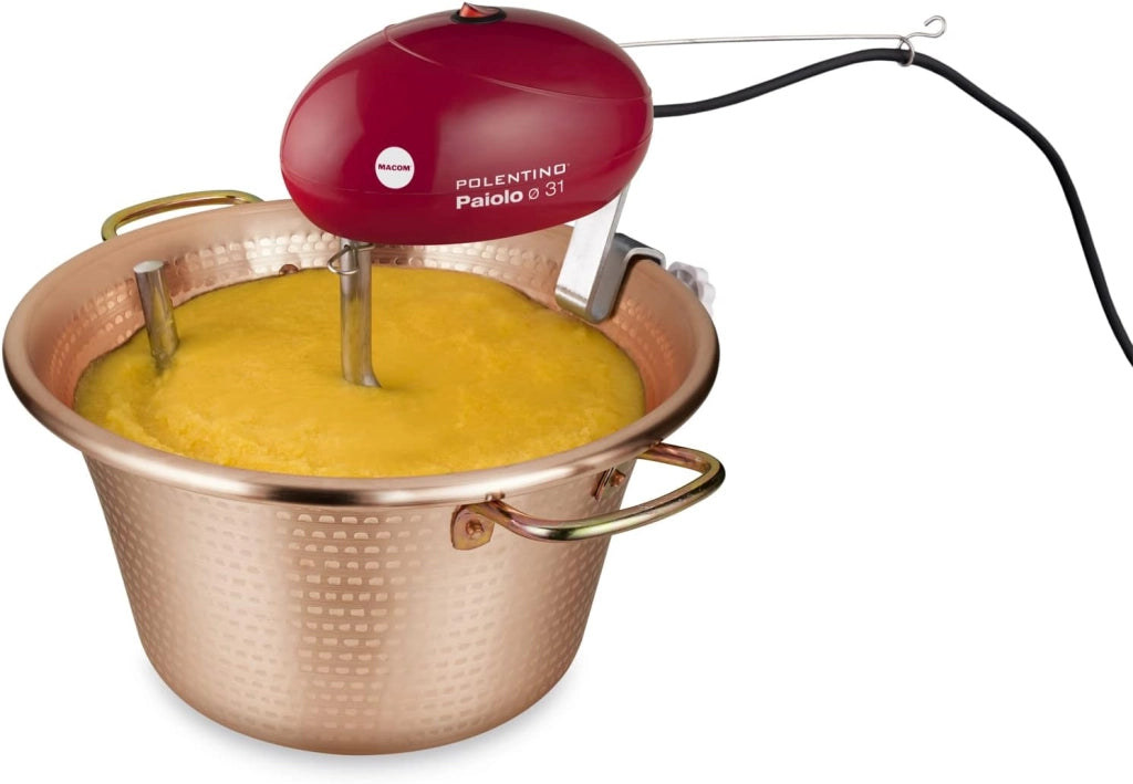 Macom 851 paiolo polenta con miscelatore elettrico, rame 99,9%, alimentazione 230v-50hz, diametro 31cm, potenza 4w, 32 cm