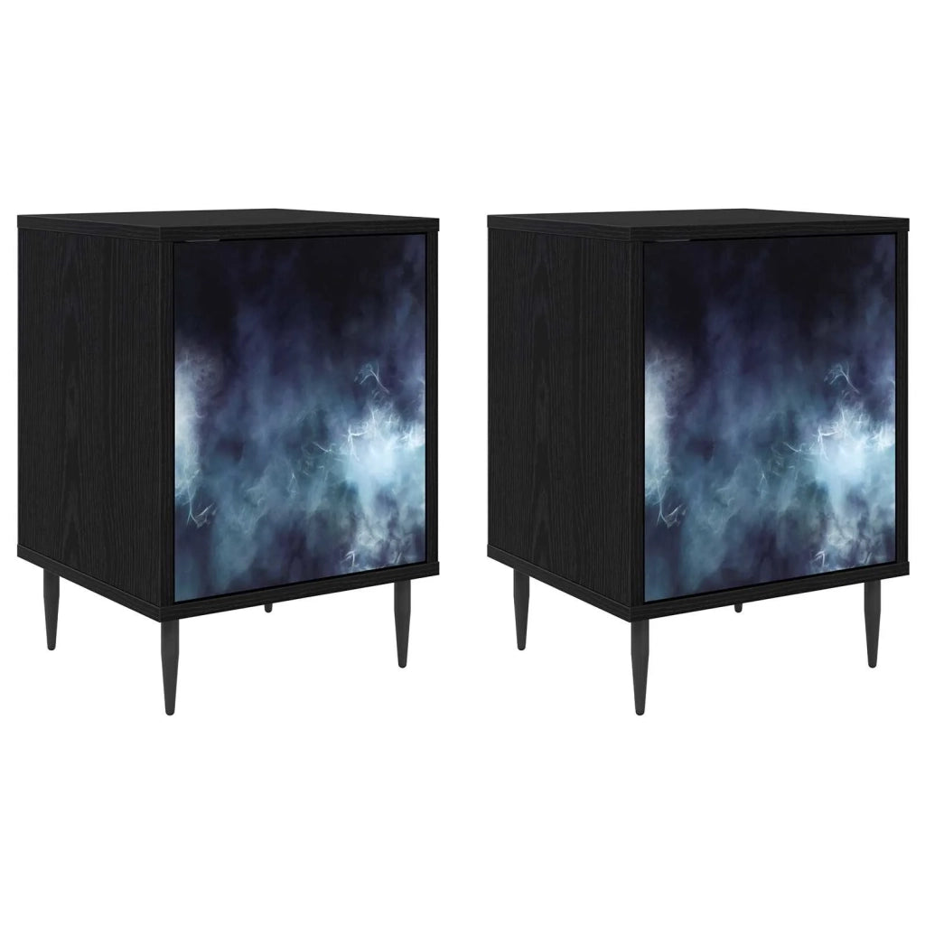 Armadio da Notte RAALTE 2 pz Rovere Nero 36 x 33 x 51 cm 8007236