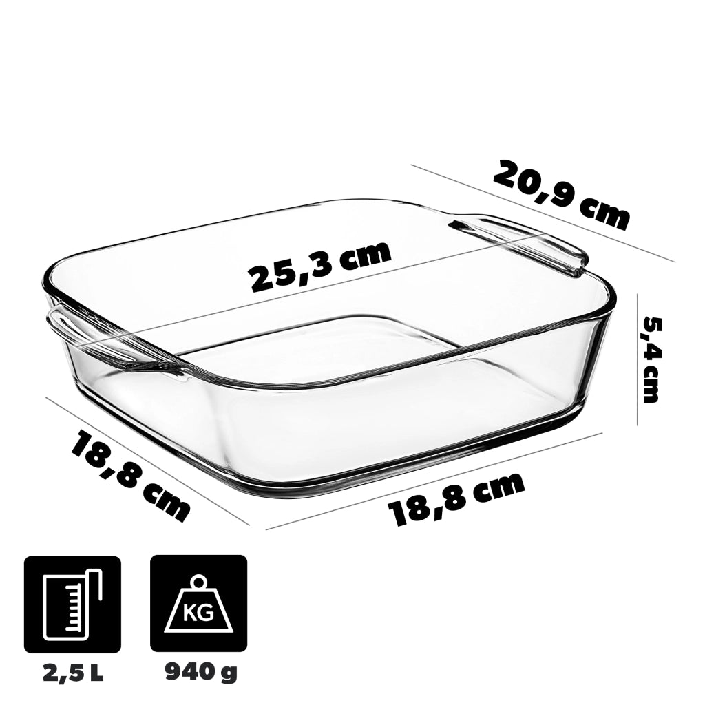 KADAX Teglia da forno piccola, quadrata, 25 cm, adatta al forno, 2,5 l
