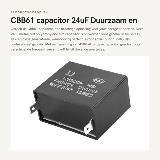 CBB61 - Condensatore - 24uF - Duraturo e affidabile - Circolare - 450V AC - Condensatore per generatori - Adatto per 50Hz/60Hz