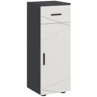 kleankin Mobiletto Bagno in Truciolato con Cassetto e Armadietto a 2 Livelli Regolabili, 30x30x82 cm, Grigio