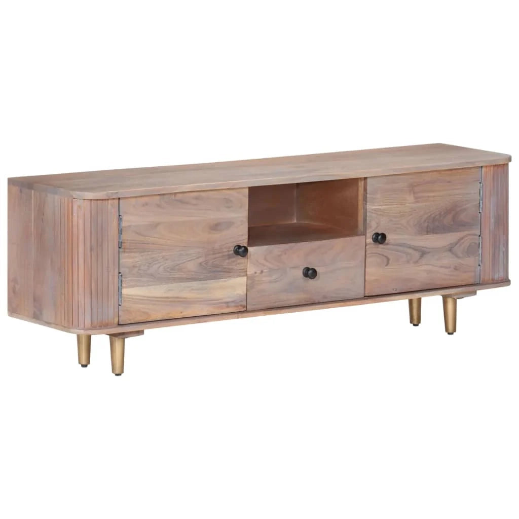 Mobile TV multimediale scaffale TV credenza mobile TV sala da pranzo soggiorno camera da letto 118 x 30 x 40 cm legno massello di acacia marrone 02_0025801