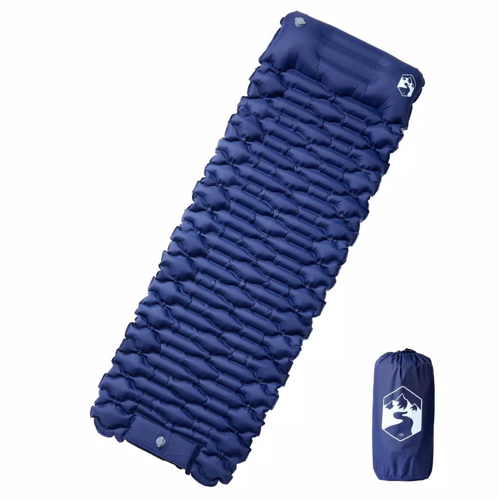 Materasso Campeggio Autogonfiabile Cuscini 1 Persona Blu Marino 4007107