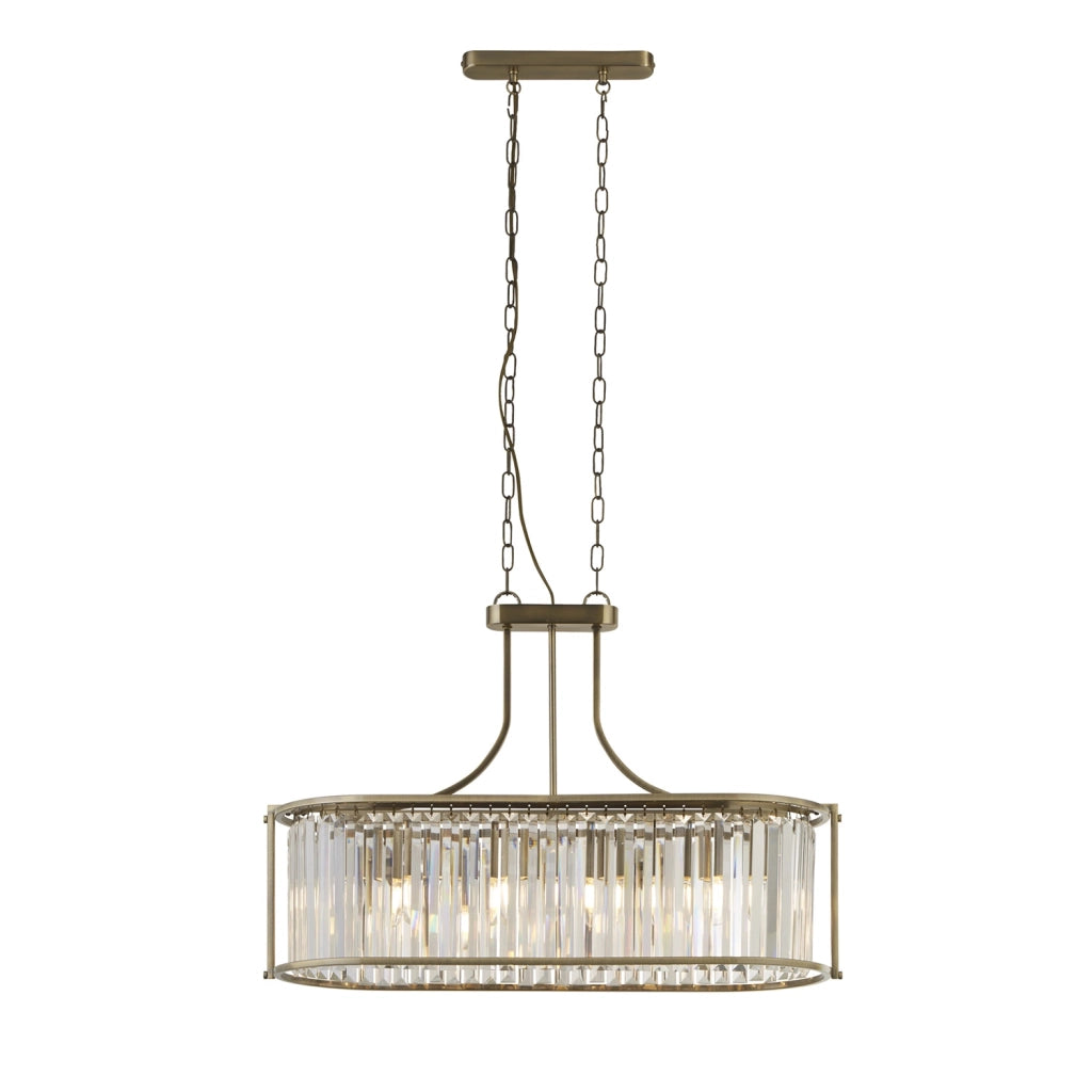 Lampadario Contemporaneo Victoria Acciaio Adjustable Vetro 5 Luci E27
