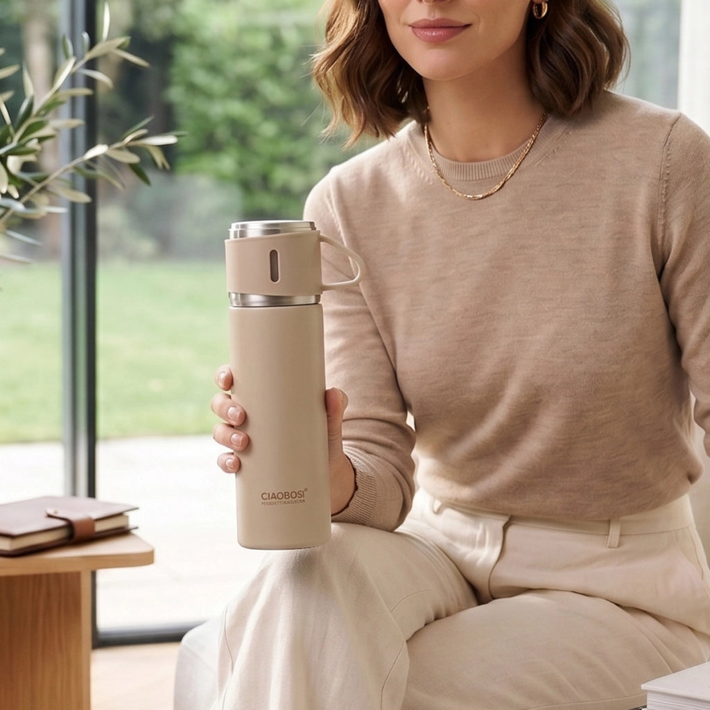 Borraccia Termica Sottovuoto 500ml con Filtro per Tè Grigio Avizar