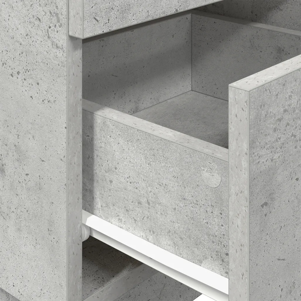 Comodini 2 pz con 2 Cassetti Grigio Cemento 36x36x68 cm 858585