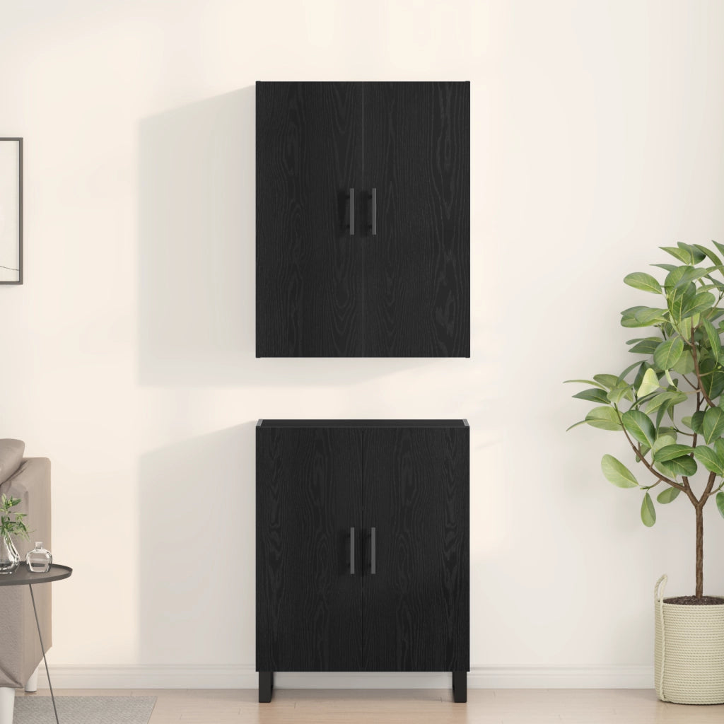 Armadi  2 pcs Nero Rovere 69,5x34x180 cm Legno ingegnerizzato