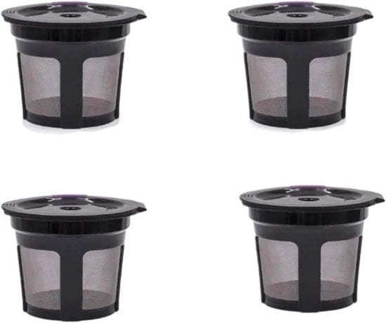 Set di 4 capsule riciclabili, filtri di caffè rimovibili, tazze in acciaio inossidabile impermeabili per un caffè singolo