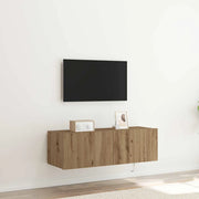Mobile TV da parete con LED Rovere artigianale 100 x 35 x 31 cm 863111