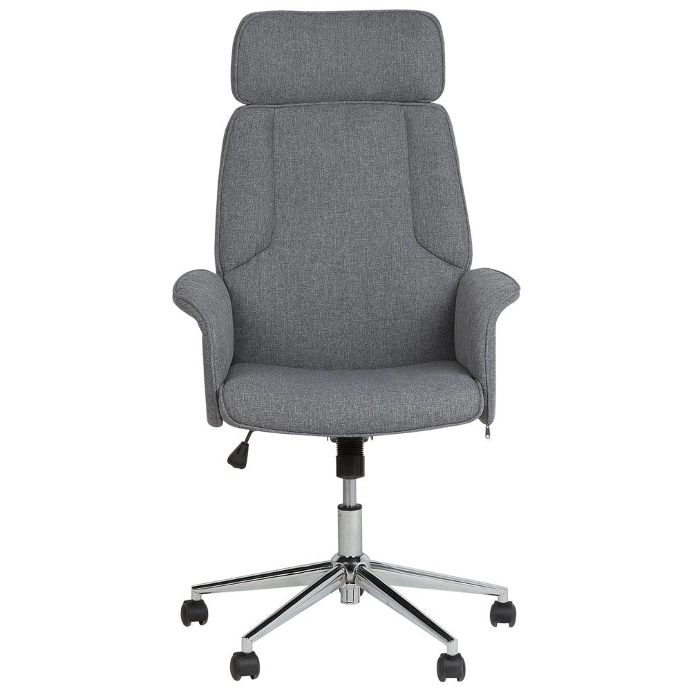 Sedia da Ufficio Girevole in Tessuto Grigio Regolabile in Altezza con Braccioli Svasati Ruote Moderne