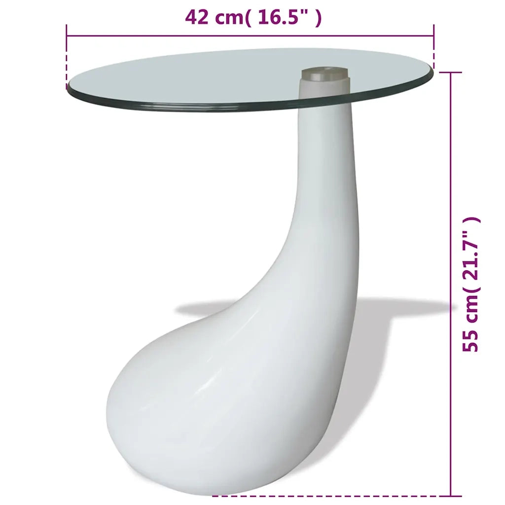 Tavolino da Salotto con Ripiano Ovale in Vetro Bianco Lucido 240320