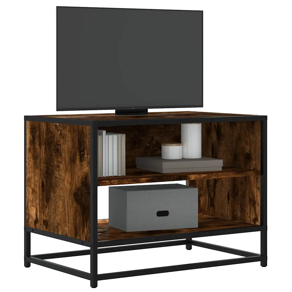 Mobile TV-Credenza per TV-Console TV Rovere Fumo 61x40x46 cm Legno Multistrato e Metallo