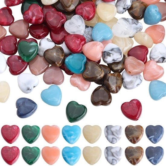 100 pezzi di perle in forma di cuore in acrilico per creare gioielli
