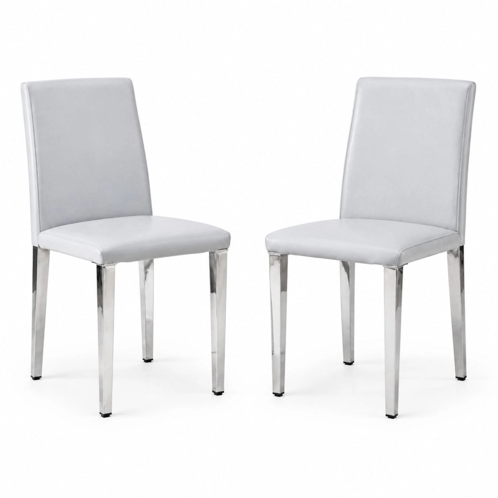 Set di 2 sedie da pranzo grigio chiaro e argento