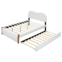Letto imbottito 140x200 cm con letto estraibile, senza materasso, Bianco