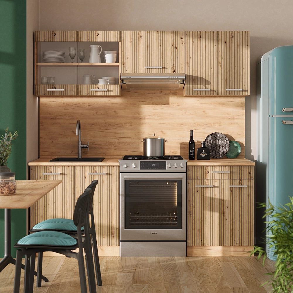 Vicco Cucina componibile Rovere artigianale/rovere Goldkraft 200 cm , PL Antracite