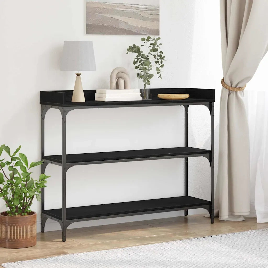 Tavolo Consolle con lo scaffale Rovere nero 100 x 30 x 80 cm 863569