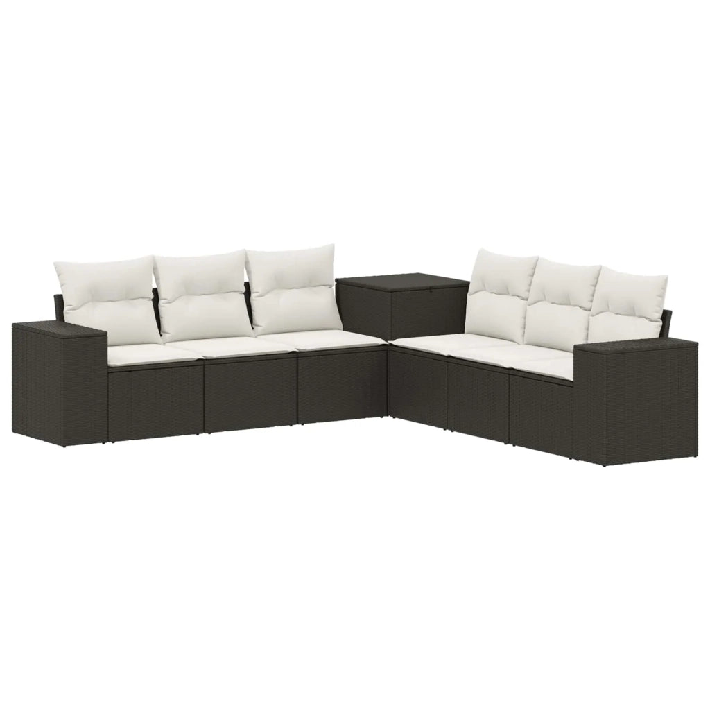 Set di divani 7 pz Nero e Bianco Crema 3448835