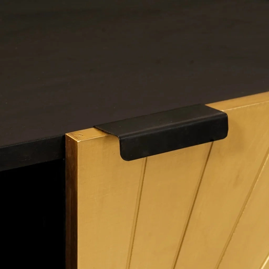 Mobile laterale con lo scaffale Nero e Oro 90 x 33,5 x 75 cm 4017856