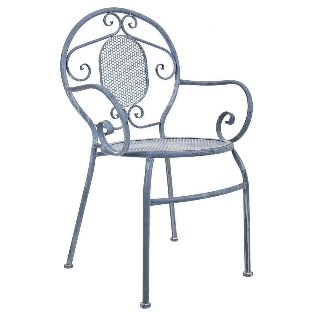 Poltrona in ferro battuto grigio 58x54x88l