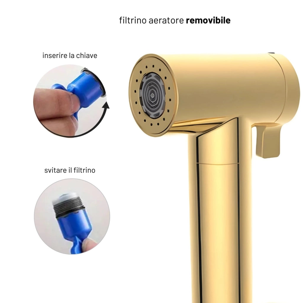 Idroscopino wc doccetta ottone portatile shutoff monogetto con leva ogomondo kit *** finitura- oro lucido tondo, conf...