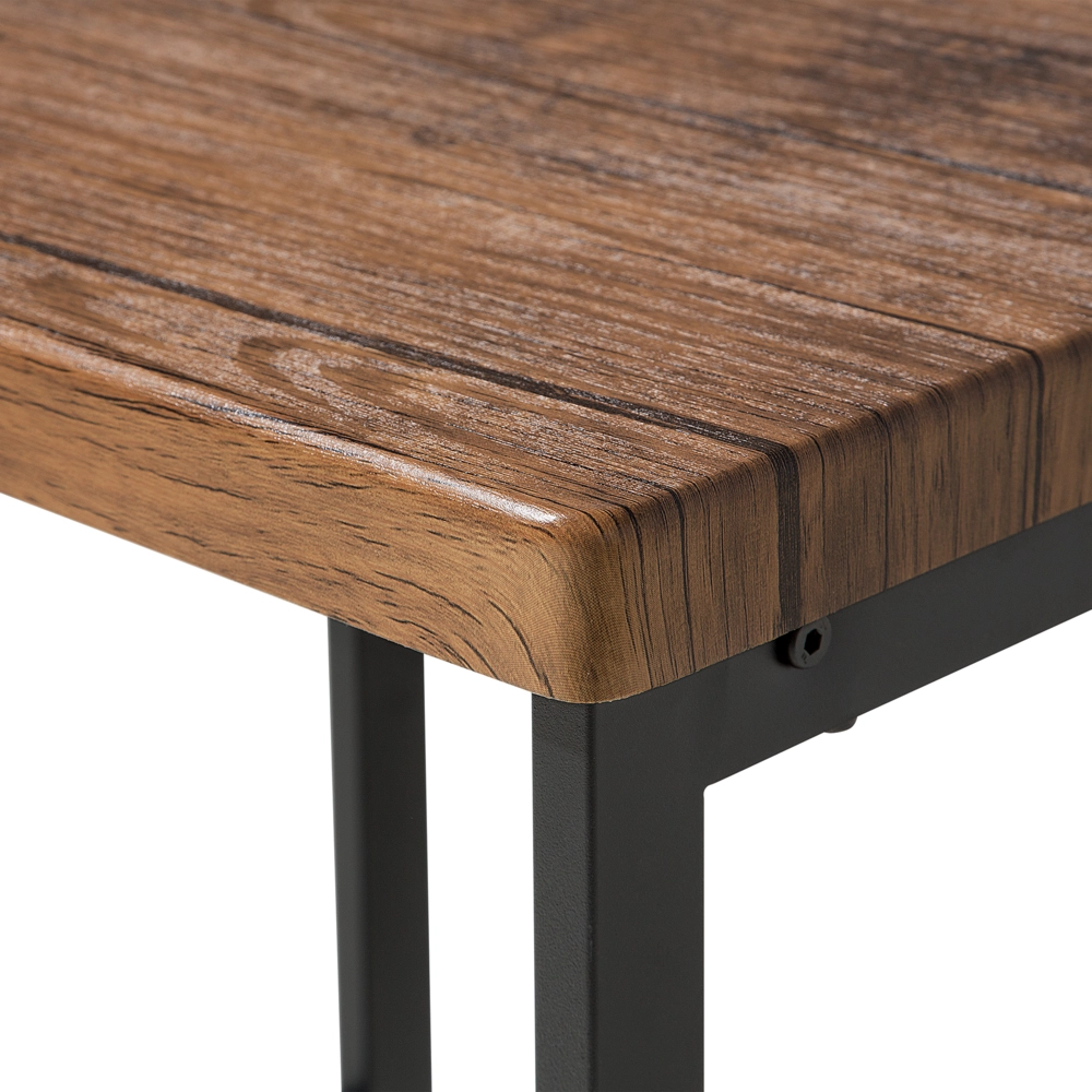 Set da pranzo in legno scuro piano rettangolare 120 x 75 cm struttura in metallo Nero 4 posti con sgabelli