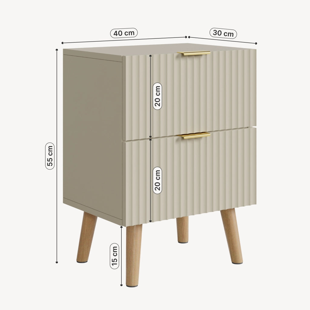 Comodino Nand con 2 Cassetti 55x40x30 cm color Sabbia [en.casa]