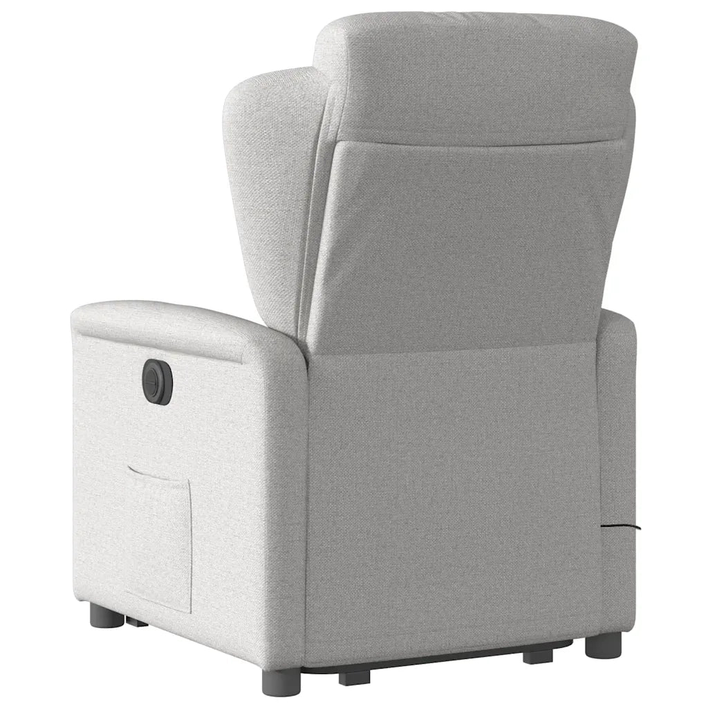 Poltrona Alzapersona Massaggi Elettrica Grigio Nuvola Tessuto