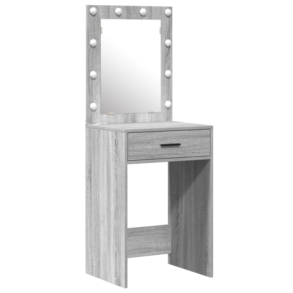Set da toeletta a 3 pezzi con LED in legno ingegnerizzato grigio