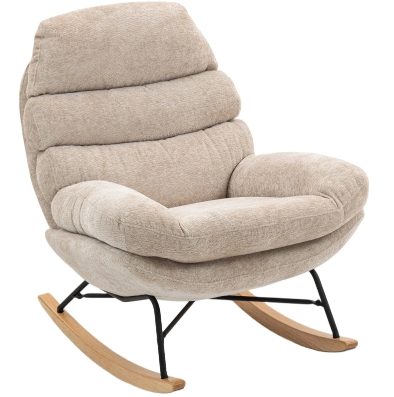 Sedia a dondolo 80x103x91 cm con imbottitura in schiuma; poliestere; bianco crema