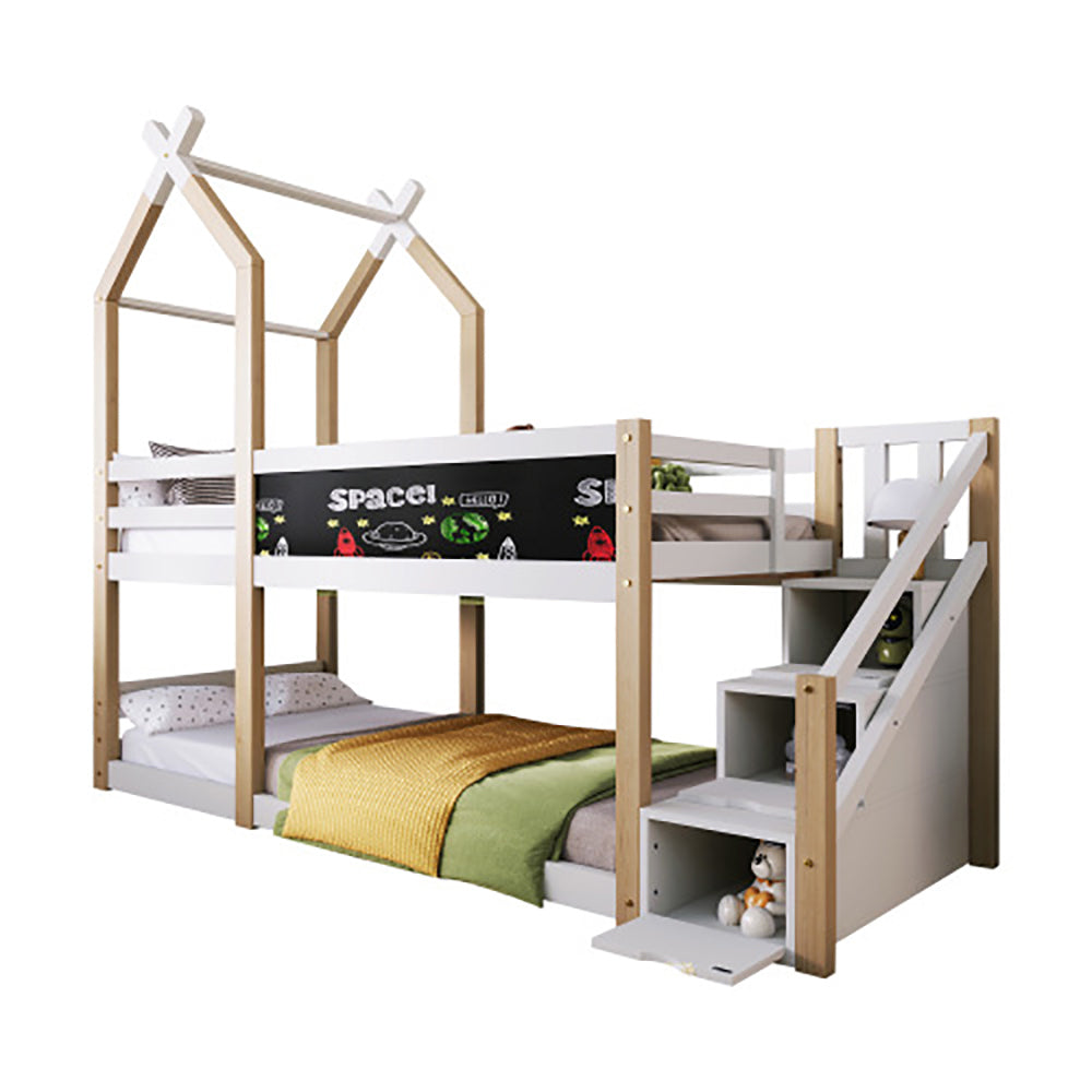 Letto a castello con protezione e ripostiglio - Xylo - 90 x 200 cm