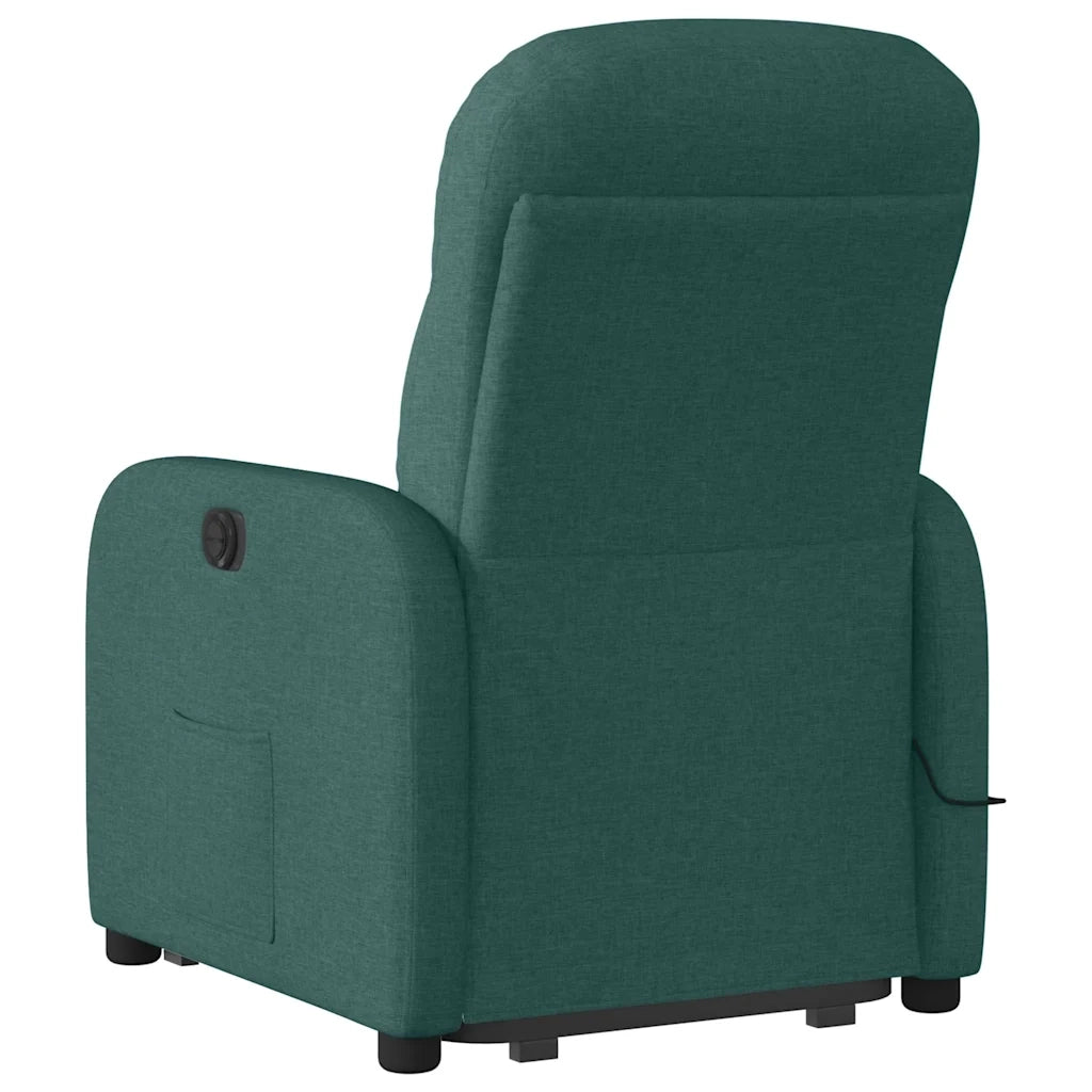 vidaXL Poltrona Alzapersona Massaggiante Elettrica Verde Scuro Tessuto