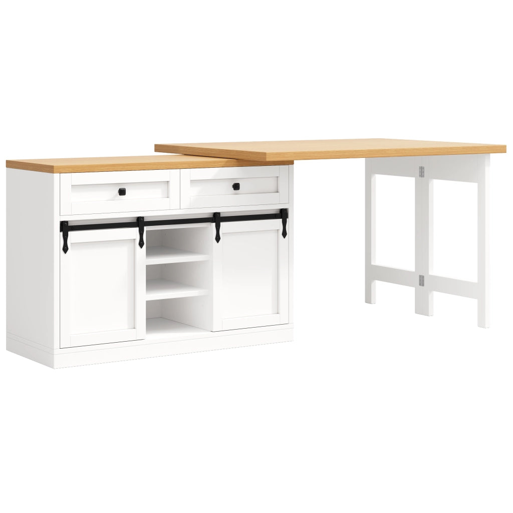 Desserte da cucina con porte scorrevoli; 2 cassetti e ripiani regolabili; per cucina e sala da pranzo; bianco; 120 × 40 × 72 cm