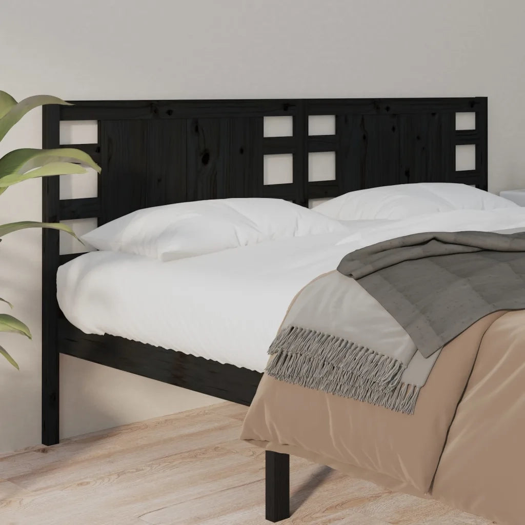 Testiera per Letto Nera 166x4x100 cm in Legno Massello di Pino 818784