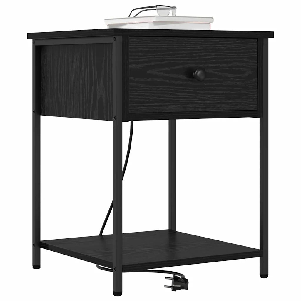 Armadio da Notte con cassetto 2 pcs Rovere Nero 42 x 41 x 56 cm 859421