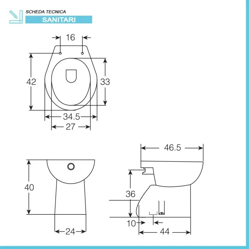 Set sanitari bagno in ceramica bianca lucida  Flora completo di sedile wc