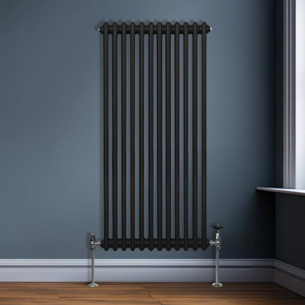 Termosifone Radiatore a 2 colonne per riscaldamento centralizzato verticale Nero 150x56cm